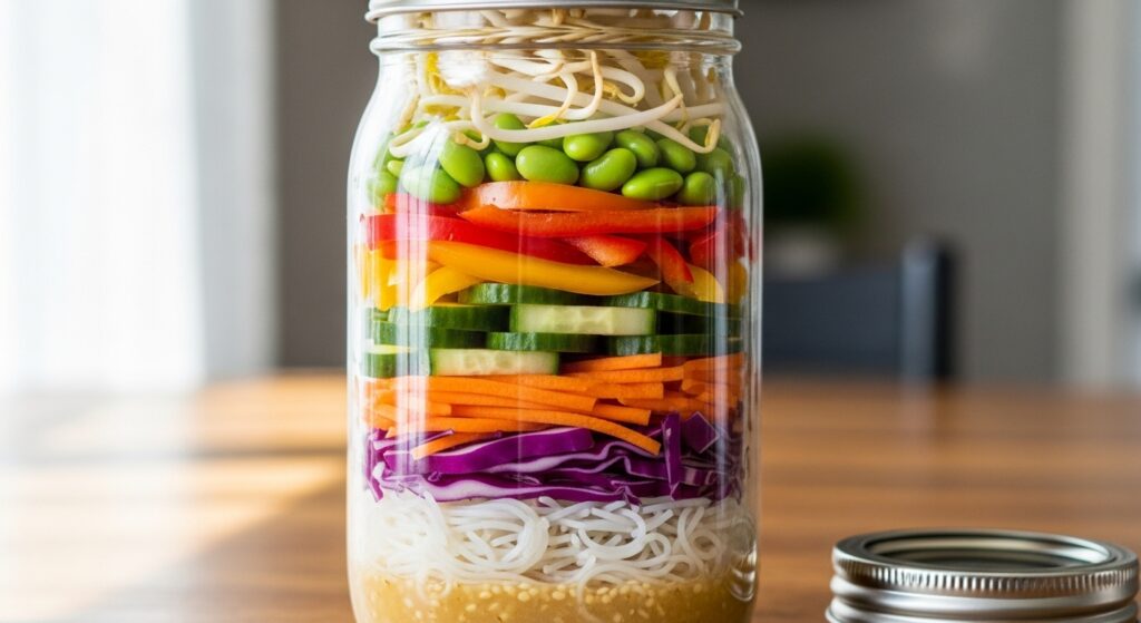 Salada-Asiatica-com-Macarrao-de-Arroz-no-Pote-1024x559 Salada no Pote: Como Montar 5 Refeições Completas, Práticas e Deliciosas para a Semana
