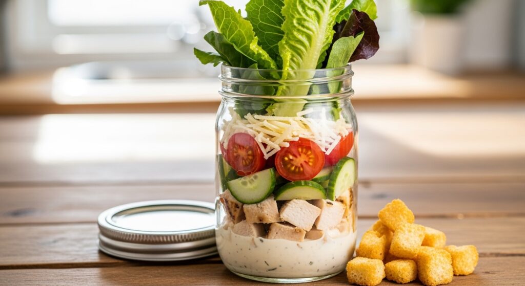 Salada-Caesar-Desconstruida-no-Pote-1024x559 Salada no Pote: Como Montar 5 Refeições Completas, Práticas e Deliciosas para a Semana